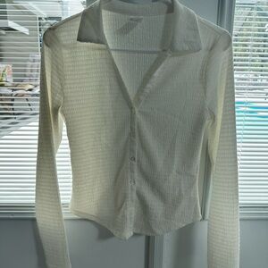 No Boundaries Cream Fitted Button Down Shirt